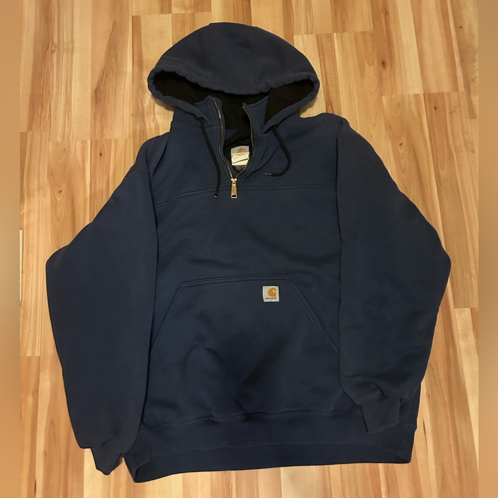 Navy Blue Carrhart 1/8 zip Heavy Weight Hoodie